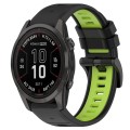 For Garmin Fenix 7S 20mm Sports Two-Color Silicone Watch Band(Black+Lime Green)