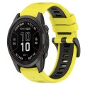 For Garmin Fenix 7S 20mm Sports Two-Color Silicone Watch Band(Yellow+Black)