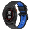 For Garmin Fenix 7S Sapphire Solar 20mm Sports Two-Color Silicone Watch Band(Black+Blue)