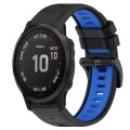 For Garmin Fenix 6S 20mm Sports Two-Color Silicone Watch Band(Black+Blue)