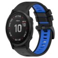 For Garmin Fenix 6S Pro 20mm Sports Two-Color Silicone Watch Band(Black+Blue)