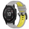 For Garmin Fenix 6S Pro 20mm Sports Two-Color Silicone Watch Band(Grey+Yellow)
