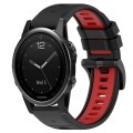 For Garmin Fenix 5S 20mm Sports Two-Color Silicone Watch Band(Black+Red)