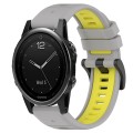 For Garmin Fenix 5S 20mm Sports Two-Color Silicone Watch Band(Grey+Yellow)