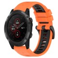 For Garmin Fenix 5S Plus 20mm Sports Two-Color Silicone Watch Band(Orange+Black)
