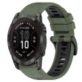 For Garmin Fenix 7X Pro 51mm 26mm Sports Two-Color Silicone Watch Band(Olive Green+Black)