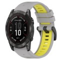 For Garmin Epix Pro 51mm 26mm Sports Two-Color Silicone Watch Band(Grey+Yellow)