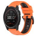 For Garmin Tactix 7 Pro 26mm Sports Two-Color Silicone Watch Band(Orange+Black)