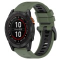 For Garmin Fenix 7X 26mm Sports Two-Color Silicone Watch Band(Olive Green+Black)
