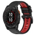 For Garmin Fenix 7X 26mm Sports Two-Color Silicone Watch Band(Black+Red)