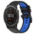 For Garmin Fenix 6X 26mm Sports Two-Color Silicone Watch Band(Black+Blue)