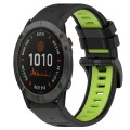 For Garmin Fenix 6X 26mm Sports Two-Color Silicone Watch Band(Black+Lime Green)