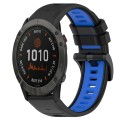 For Garmin Fenix 6X Pro 26mm Sports Two-Color Silicone Watch Band(Black+Blue)