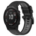 For Garmin Fenix 6X Sapphire 26mm Sports Two-Color Silicone Watch Band(Black+Grey)