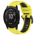 For Garmin Fenix 6X Sapphire 26mm Sports Two-Color Silicone Watch Band(Yellow+Black)