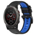 For Garmin Fenix 5X Sapphire 26mm Sports Two-Color Silicone Watch Band(Black+Blue)