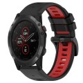 For Garmin Fenix 5X Plus 26mm Sports Two-Color Silicone Watch Band(Black+Red)
