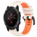 For Garmin Fenix 5X Plus 26mm Sports Two-Color Silicone Watch Band(Starlight+Orange)