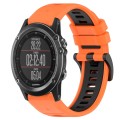 For Garmin Fenix 3 26mm Sports Two-Color Silicone Watch Band(Orange+Black)
