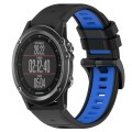 For Garmin Fenix 3 Sapphire 26mm Sports Two-Color Silicone Watch Band(Black+Blue)