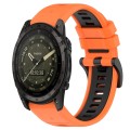 For Garmin Tactix 7 AMOLED 26mm Sports Two-Color Silicone Watch Band(Orange+Black)