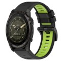 For Garmin Tactix 7 AMOLED 26mm Sports Two-Color Silicone Watch Band(Black+Lime Green)