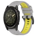 For Garmin Tactix 7 AMOLED 26mm Sports Two-Color Silicone Watch Band(Grey+Yellow)
