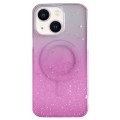 For iPhone 14 Plus MagSafe Glitter Hybrid Clear TPU Phone Case(Pink)