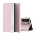 For Samsung Galaxy S24 5G Side Electroplated Adsorption Leather Phone Case(Pink)