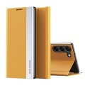 For Samsung Galaxy S24 5G Side Electroplated Adsorption Leather Phone Case(Yellow)