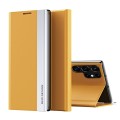 For Samsung Galaxy S24 Ultra 5G Side Electroplated Adsorption Leather Phone Case(Yellow)