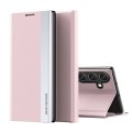 For Samsung Galaxy A35 Side Electroplated Adsorption Leather Phone Case(Pink)