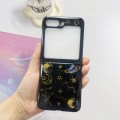 For Samsung Galaxy  Z Flip4 Cosmic Star Glitter Epoxy TPU Phone Case(Black planet)