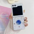 For Samsung Galaxy  Z Flip4 Cosmic Star Glitter Epoxy TPU Phone Case(Blue universe)