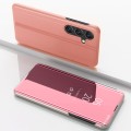 For Samsung Galaxy M34 5G Plated Mirror Horizontal Flip Leather Phone Case with Holder(Rose Gold)
