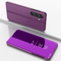 For Samsung Galaxy A05s Plated Mirror Horizontal Flip Leather Phone Case with Holder(Purple)