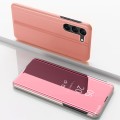 For Samsung Galaxy S24 5G Plated Mirror Horizontal Flip Leather Phone Case with Holder(Rose Gold)