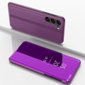 For Samsung Galaxy S24 5G Plated Mirror Horizontal Flip Leather Phone Case with Holder(Purple)