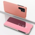 For Samsung Galaxy S24 Ultra 5G Plated Mirror Horizontal Flip Leather Phone Case with Holder(Rose Go