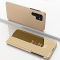 For Samsung Galaxy S24 Ultra 5G Plated Mirror Horizontal Flip Leather Phone Case with Holder(Gold)