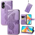 For OPPO A78 4G Butterfly Love Flower Embossed Leather Phone Case(Light Purple)