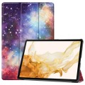 For Samsung Galaxy Tab S9+ JUNSUNMAY Custer Painted 3-Fold Stand Leather Smart Tablet Case(Galaxy)