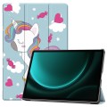 For Samsung Galaxy Tab S9 FE+ 12.4 JUNSUNMAY Custer Painted 3-Fold Stand Leather Smart Tablet Case(U