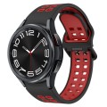 For Samsung Galaxy Watch 6 Classic 47mm Two-Color Breathable Silicone Watch Band(Black + Red)