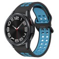 For Samsung Galaxy Watch 6 Classic 47mm Two-Color Breathable Silicone Watch Band(Black + Blue)