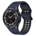 For Samsung Galaxy Watch 6 Classic 47mm Two-Color Breathable Silicone Watch Band(Midnight Blue + Bla