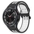 For Samsung Galaxy Watch 6 Classic 43mm Two-Color Breathable Silicone Watch Band(Black + White)