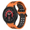 For Samsung Galaxy Watch 5 Pro  45mm Two-Color Breathable Silicone Watch Band(Orange + Black)