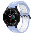 For Samsung  Galaxy Watch 4 Classic 46mm Two-Color Breathable Silicone Watch Band(Light Blue + White