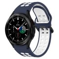 For Samsung  Galaxy Watch 4 Classic 46mm Two-Color Breathable Silicone Watch Band(Midnight Blue + Wh